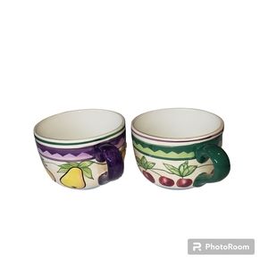 Large Mugs Fruit Design. Coffee,  Soups